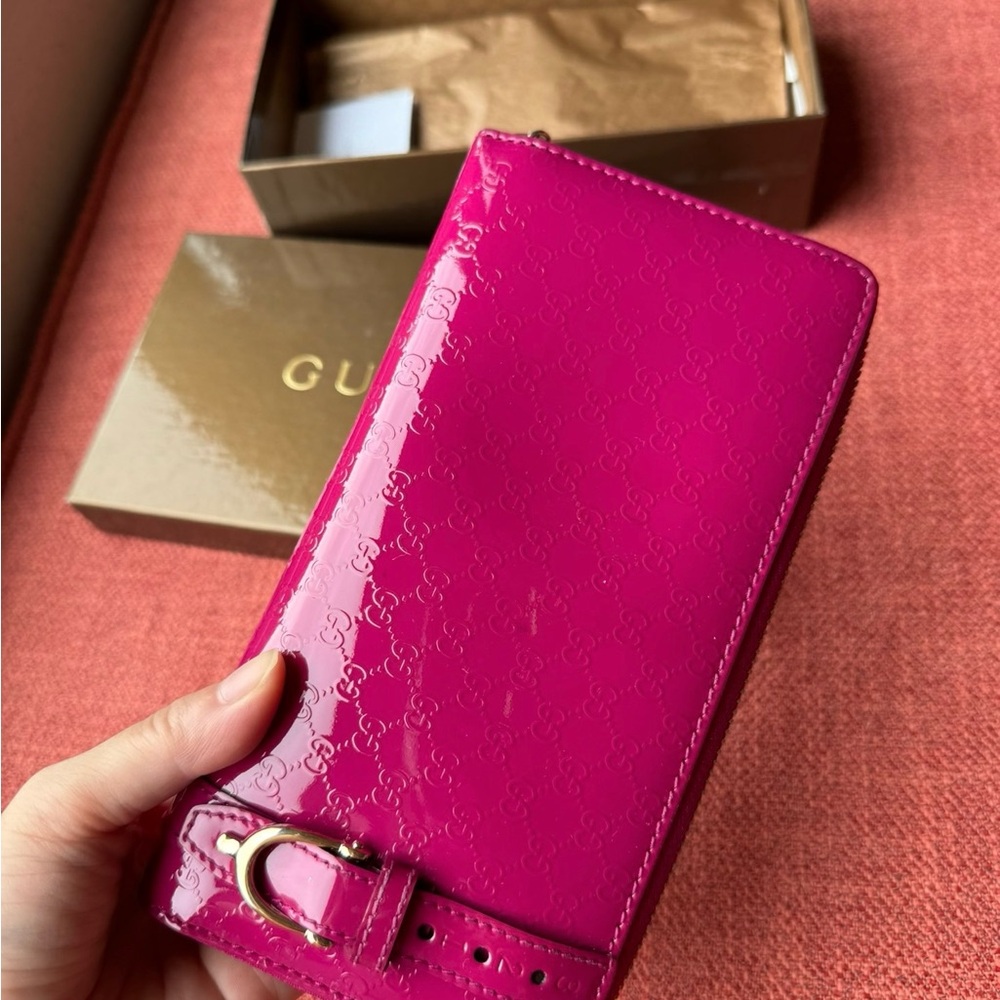Authentic Hot Pink Enamel Wallet – Excellent Condition